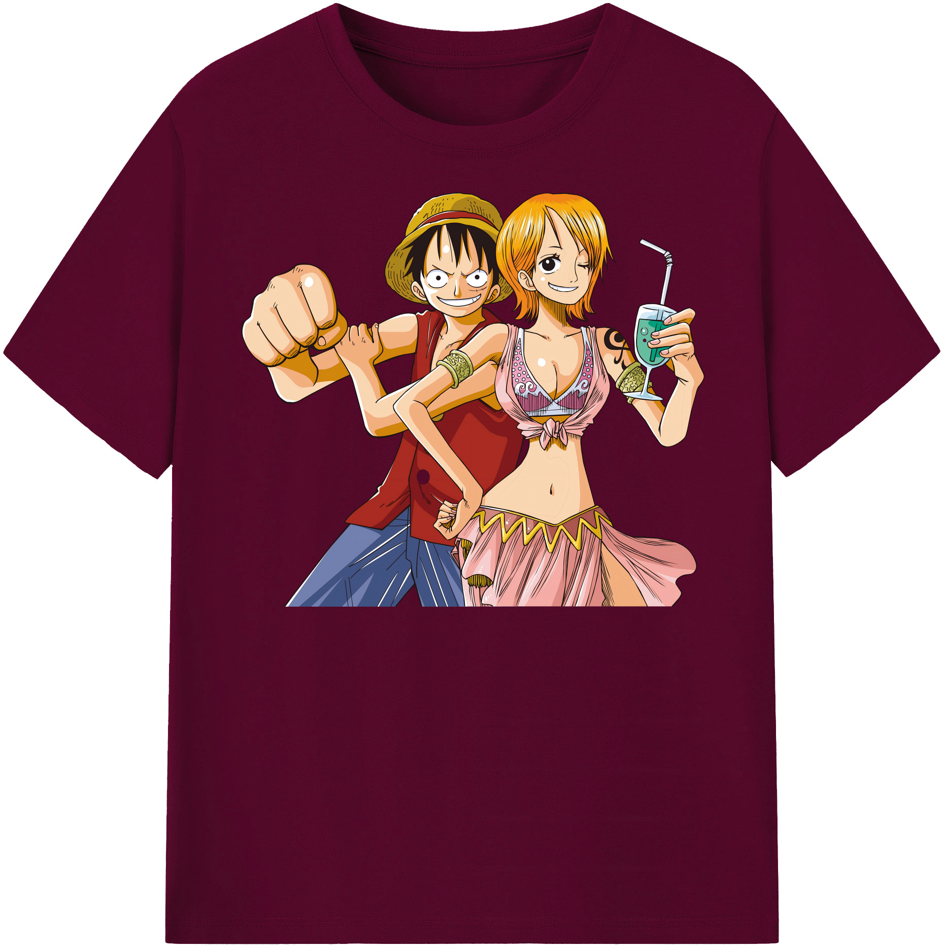 ワンピース モンキー・D・ルフィ ONE PIECE Monkey D. Luffy レディースカジュアルプリントTシャツ（綿100％）